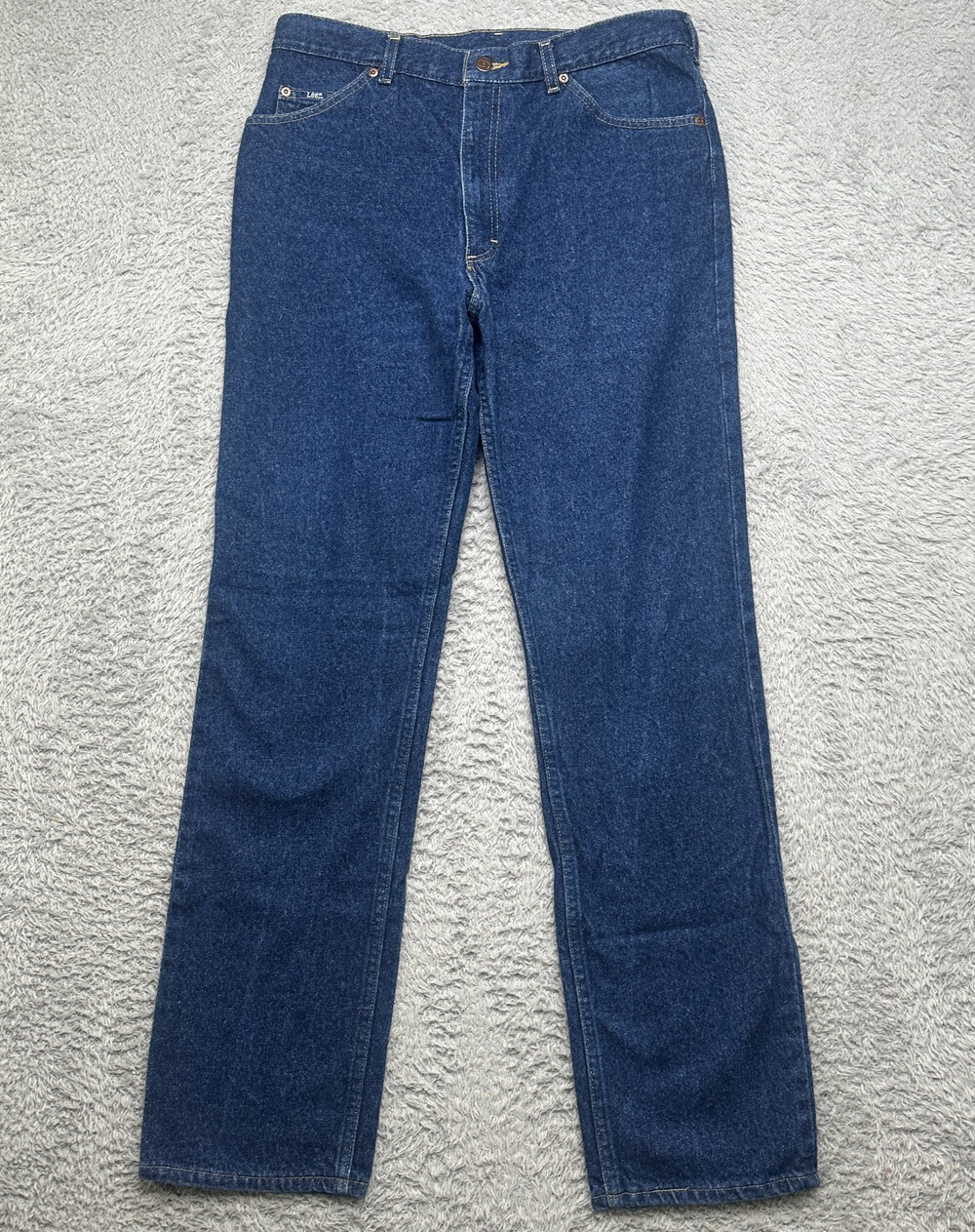 Vintage 90s Lee Jeans Mens 35x34 Dark Blue Denim Straight 100% Cotton